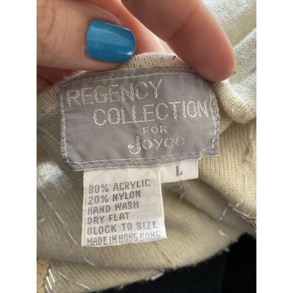 VTG Regency Collection for Joyce Large Ivory Gold Sequined Embellished Sweater - Picture 12 of 12